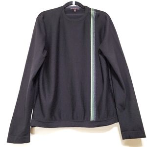 BANANA Republic Sweater Mens Large Black Crewneck Merino Wool Extra Fine